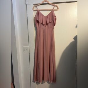 Elegant Pink Ruffle Maxi Dress